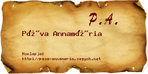Páva Annamária névjegykártya